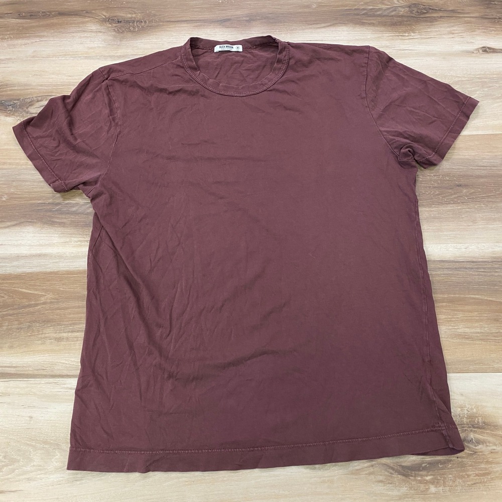 Buck Mason T-Shirt Size M Slub Cotton Short Sleeve Crewneck Burgundy Red Tee